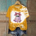 thumbnail image 2 of TOWED22 Womens Halloween Bow Graphic Oversized Shirts Spooky Season Tee Short Sleeve Bleached Tops(Yellow,L), 2 of 7