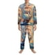thumbnail image 3 of Fotbe Sailing Ship Ocean Sunset Pijama de Hombre con Estampado de Manga Larga, Conjunto de 2 Piezas, Ropa de Dormir Suave y Cómoda con Bolsillos-X-Large, 3 of 7
