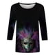 thumbnail image 2 of TaTaai Carnival Women's Casual Print Round Neck 3/4 Sleeve T-Shirt Loose Top Gift, 2 of 5