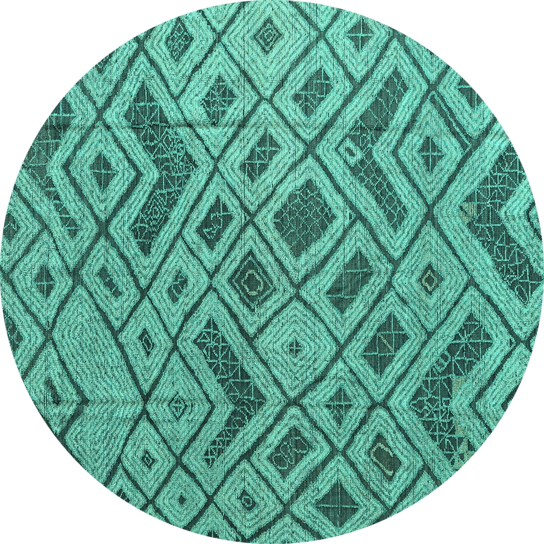 Ahgly Company Indoor Round Abstract Turquoise Blue Modern Area Rugs, 8 ...