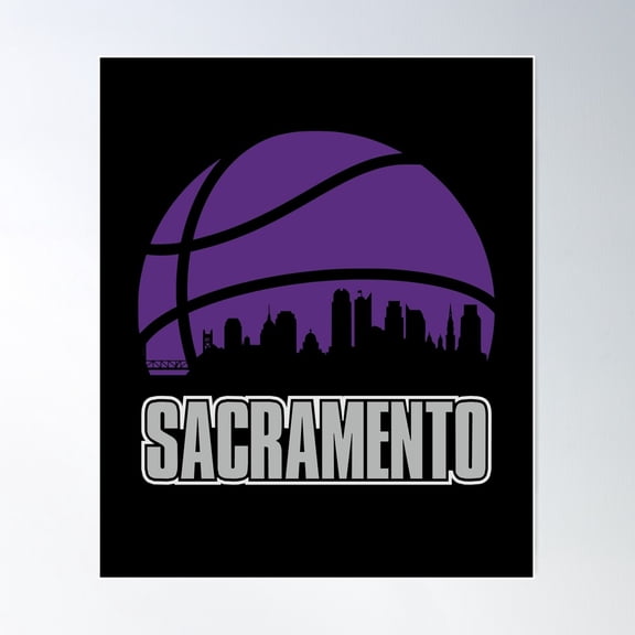Retro Kings Basketball Sacramento City Skyline Poster Wall Art, Modern Wall Decor, 8x12 UNFRAMED