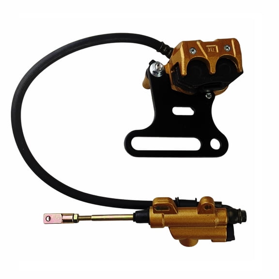 Rear Hydraulic Disc Brake Assembly Master Cylinder & Caliper Gold Compatible with 70cc 110cc 125cc 140cc 150cc Pit Dirt Bike ATV Fits TaoTao Coolster SSR Apollo Kazuma Baja