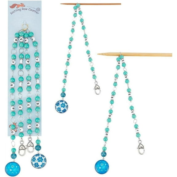 2 Pcs Glass Pendant Knitting Row Counter Chains Number Beads Acrylic Stitch Markers Row Counting Accessories