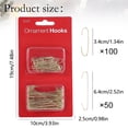 thumbnail image 3 of 150 Pcs Christmas Ornament Hooks for Christmas Tree, Metal Bauble Hanging Wire, Xmas Tree Decoration Hangers, Multi Size Ornament Fasteners, Holiday Decor Suspension Hooks, Bauble Holder Clips, 3 of 7