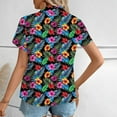 thumbnail image 3 of Cavosen Blouses for Women Short Sleeve Button Front Plus Size Collared Hawaiian Tropical Print Summer Shirts Pullover Beach Tops Loose Fit Resort Vacation Tees Going out 4XL, 3 of 7