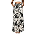 thumbnail image 4 of Boho Palazzo Pants for Women Casual Trendy Vacation Wide Leg Pants Fall Lounge Drawstring High Waisted Trousers Khaki, S, 4 of 6