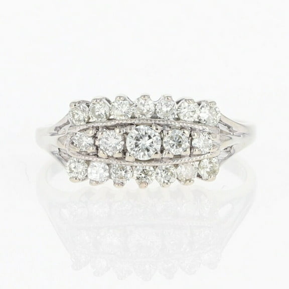 Triple Row Diamond Engagement Ring, Cluster Diamond Anniversary Ring, Statement Diamond Ring, 2.4 Ct Simulated Diamond, 925 Sterling Silver, Women's Daily Wear Ring