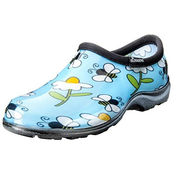 Sloggers 5120BEEBL08 Waterproof Comfort Shoe, 8, Lt Blue Bee Print