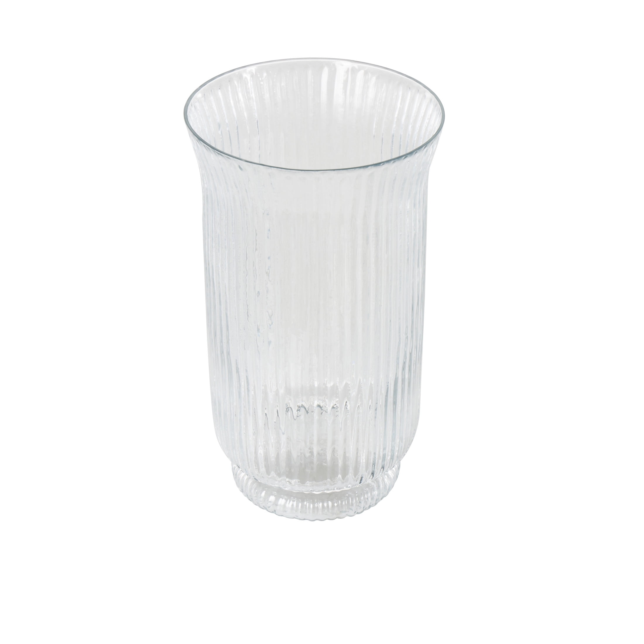 DecMode Glass Ribbed Fluted Candle Holder