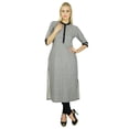 thumbnail image 1 of Bimba Kurti Classique en Coton Noir pour Femmes Manches 3/4 Blouse Formelle Longue, 1 of 4