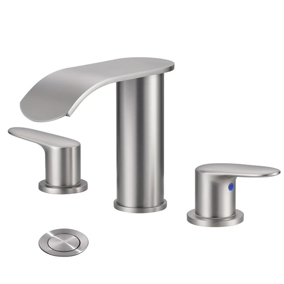 WOWOW Waterfall Bathroom Faucet 3 Holes 8Inch Widespread Bathroom Sink Faucet