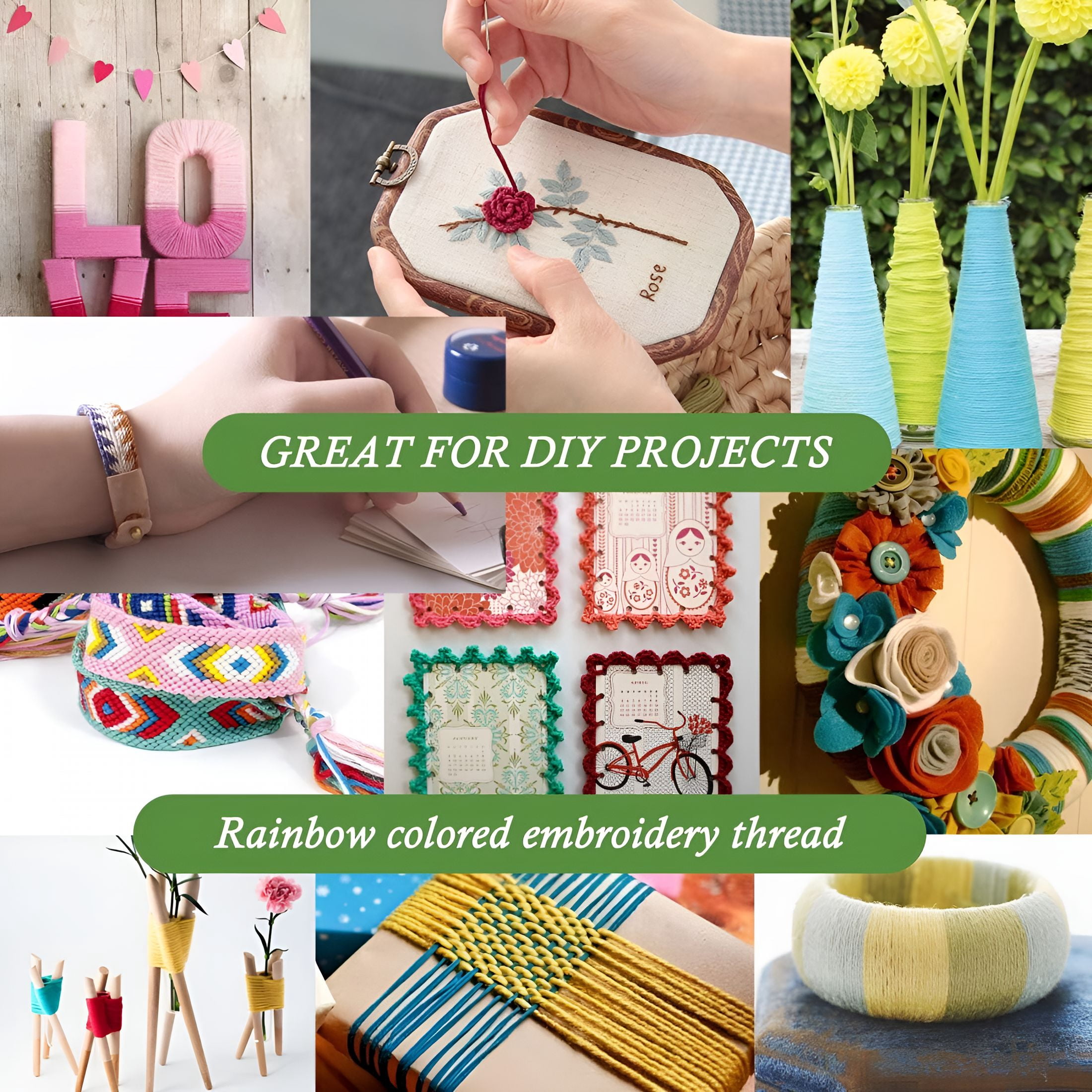 TUWAFE Embroidery Floss 240 skeins 100 Egyptian Long-Staple Cotton Cross Stitch Threads - Friendship Bracelets String - Mercerized Crafts Floss Total 1920M 8M/pc 24pcs/Bag 10 packages