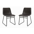 thumbnail image 2 of Merrick Lane 18 inch Faux Leather Bucket Seat Dining Chairs with Black Frame in Dark Gray, Set of 2, 2 of 14