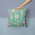 thumbnail image 2 of Letter U Circle Circle Teal Initial Alphabet Fabric Decorative Pillow, 2 of 4
