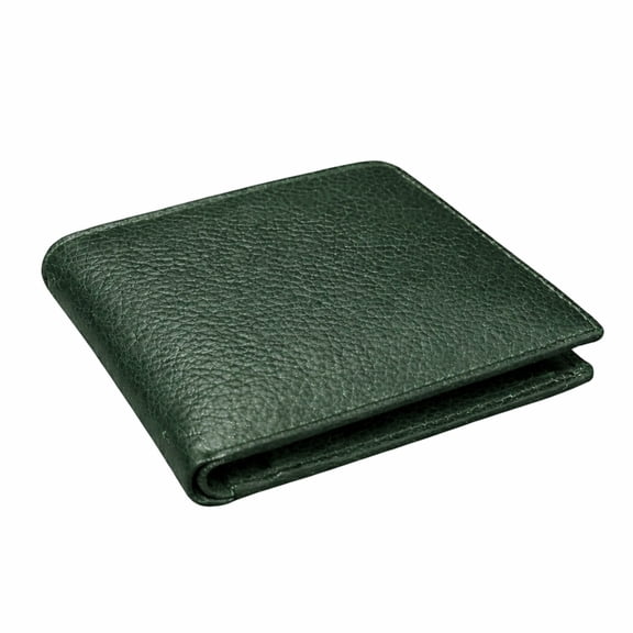 Hunar- Men’s GreenLeather Bifold Wallet with Coin Pocket, ID Window & Credit Card Slots, Slim Compact Wallet for Cash and Cards