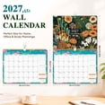 thumbnail image 2 of 2027 12‑Month Spiral Wall Calendar, Floral Art Pattern Wall‑Hanging Planner, Daily To‑Do & Shopping List Organizer for Home Office Study, 2 of 9