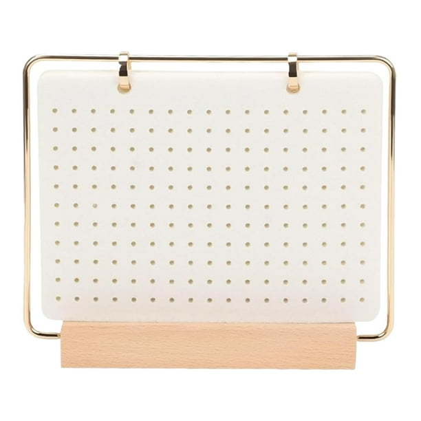 Organizador de broches con base de madera para hombres y mujeres, soporte de almacenamiento de viaje Blanco