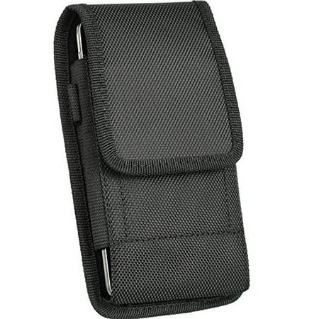Heavy Duty Metal Clip Holster Black Nylon Pouch Cell Phone Case + D Ring HookFor Samsung Galaxy S3 mini , S4