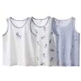 thumbnail image 4 of OSOLU Boys Tank Tops Sleeveless 3 Pack Contrast Trim Dinosaur Print Breathable Striped Casual Undershirt Light Blue, 4 of 4
