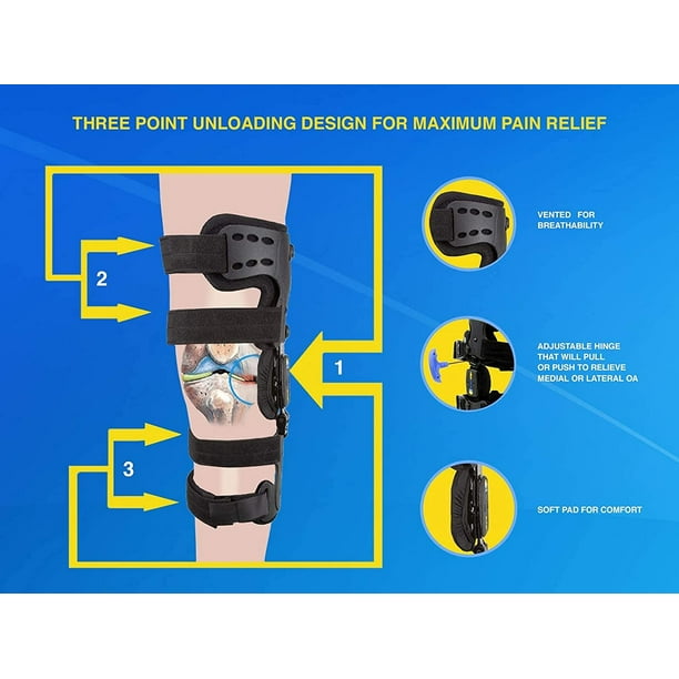 Osteoarthritis Unloader Adjustable Knee Brace Stabilizing Knee Brace  Protection and Recovery f Load Reduction Arthritis Cartilage Repair Joint  Pain Medial or Lateral Degeneration 