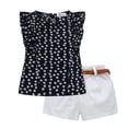 thumbnail image 3 of Summer Kids Baby Girls Floral Sleeveless T-shirt + Shorts Set with Fashion Belt, 3 of 12