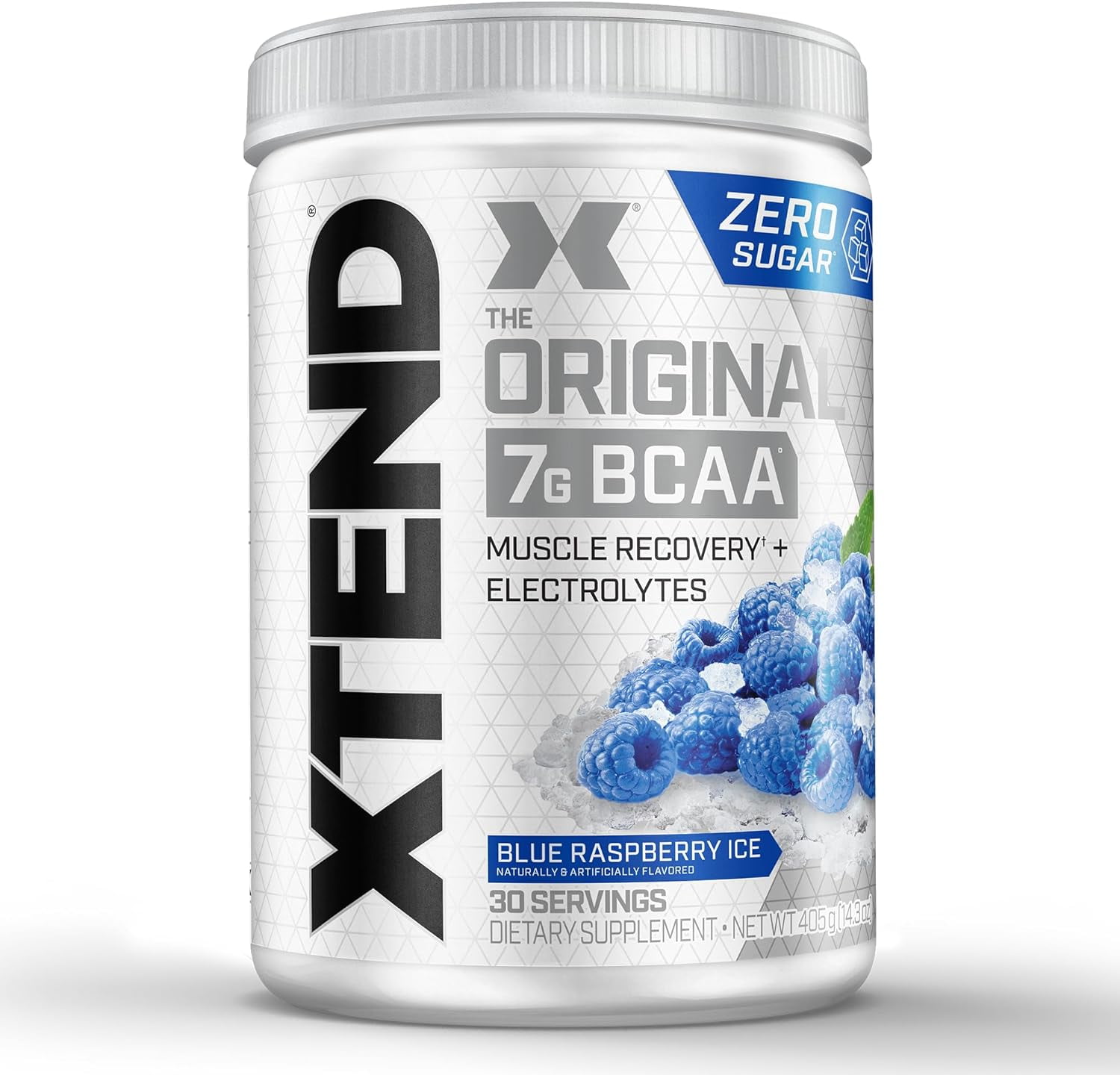 XTEND Original BCAA Powder, Sugar Free Post Workout Muscle Recovery Drink with Amino Acids and 7g BCAAs, Blue Raspberry Ice Flavor, 30 Servings