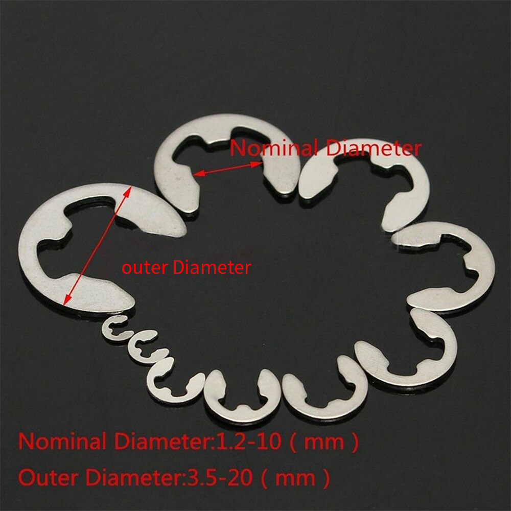 Worallymy Stainless Steel E Clip Washer Assortment Kit Circlip Retaining  Ring For Shaft Fastener M1.5-M10
