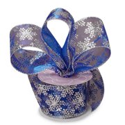 Blue Sheer Wired Ribbon With Silver Glitter Snowflakes - 2 1/2 Inches Wide - 10 Yards (56167870)