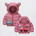 thumbnail image 2 of Byoo Toddler Girls Down Coat Cartoon Train Print Padded Hooded Zipper Puffer Jacket Thickened Cozy Windbreakers Clothing, 2 of 5
