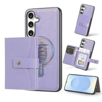 Allytechgroup Galaxy S23 Plus Case, Premium PU Leather 2 In 1 Wallet Phone Case for Samsung Galaxy S23 Plus with Card Holder Shockproof TPU Magnetic Cover Compatible with MagSafe & Car Mount,Purple