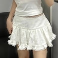 thumbnail image 2 of Balletcore Ruffled Mini Skirt with Lace Trim Low Rise Tiered White Skirt Summer Women Teen Y2K Goth Outfit, 2 of 9