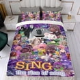 thumbnail image 4 of Sing 3: La Película Conjunto de sábanas temático, trío de piezas, cómodo y amigable con la piel, diseño único, regalo de decoración para el hogar para familiares, amigos y fans, 90 cm * 190 cm, 4 of 6