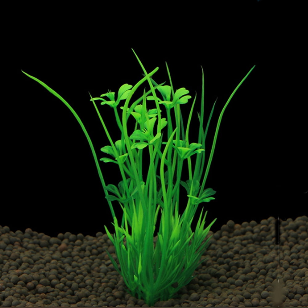 GreenJoy 7 Pack Fish Tank Plastic Plants and Cave Rock Decorations Aquarium Decor Type Small Size