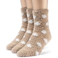 thumbnail image 1 of ChanPell Women's Dotted Fuzzy Quarter Plush Socks - 3 Pairs, 1 of 1