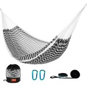 lazydaze hammocks handwoven outdoor double rope mayan hammock bed, tree hammocks with stand for outside patio indoor bedroom, hamacas para adultos, navy