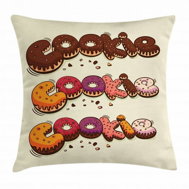 Cookie Throw Pillow Cushion Cover Cookies Font Bakery Theme Delicious Doodle Cupcakes Ornamented With Cream Image Decorative Square Accent Pillow Case 18 X 18 Inches Multicolor By Ambesonne Walmart Com Walmart Com