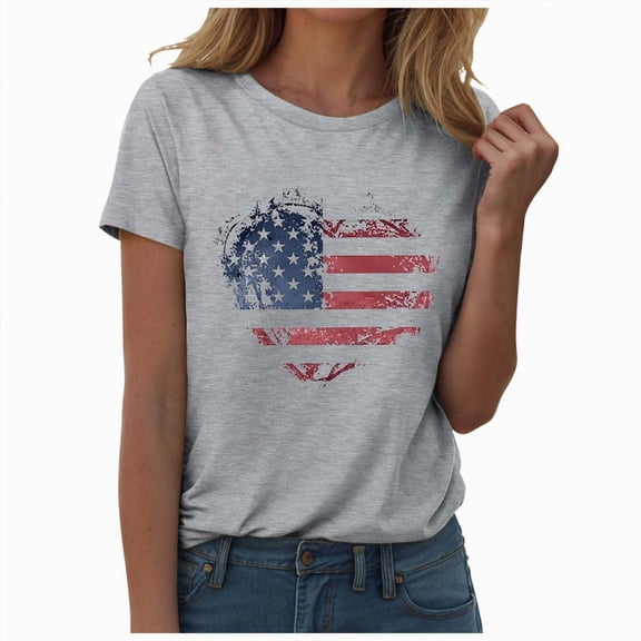 Duqingm 250 Anniversary Usa Shirt 250th Anniversary USA Shirt Womens 250 Years Semiquincentennial V Neck T-Shirt American Flag Graphic Tee Casual Top Grey,XL