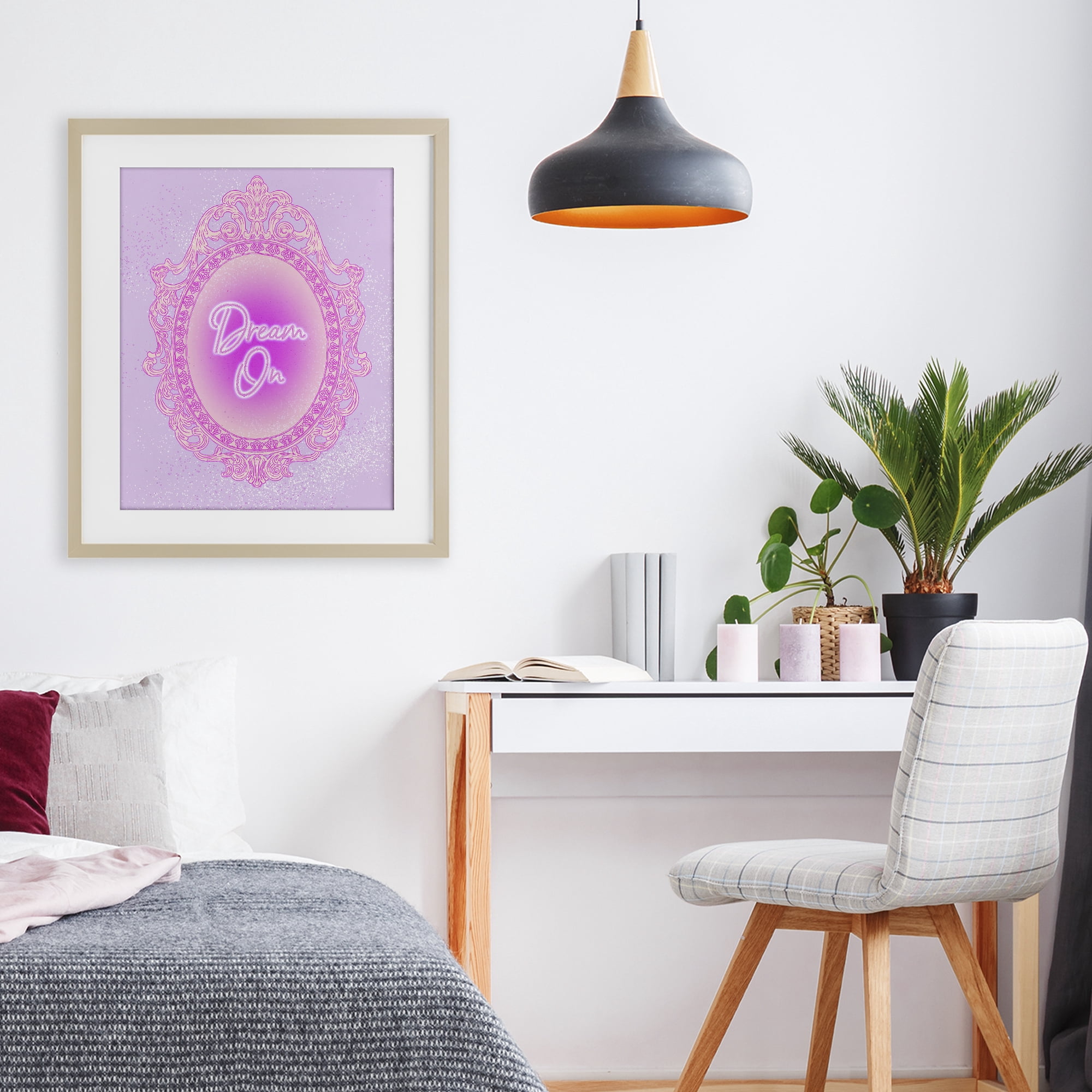 Stupell Industries Dream On Ornate Mirror Birch Framed Print Under Glass, design by Ziwei Li