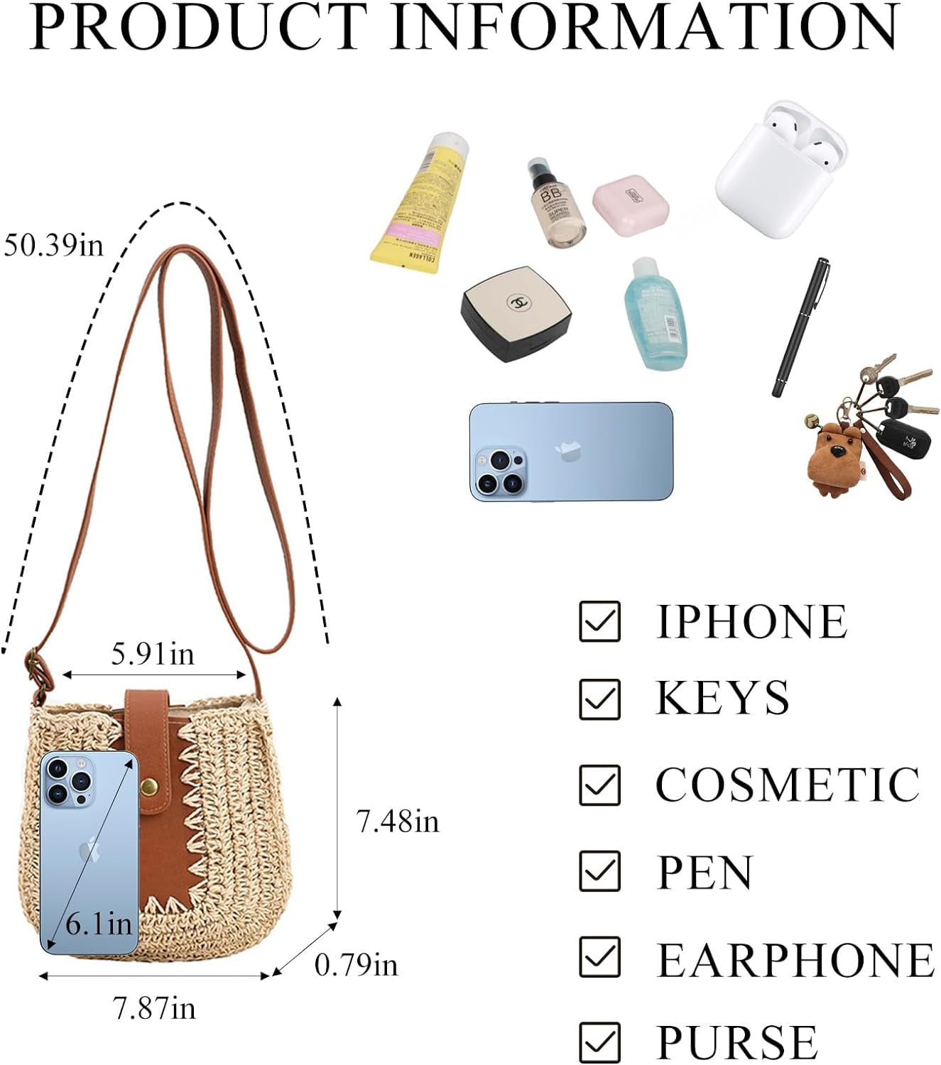 Straw Purses for Women, Summer Straw Crossbody Bag Purses Woven Straw Beach Bag for Vacation