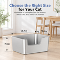 thumbnail image 5 of Sliver-Side Entry 17.5"L×13.6"W×7.9"H Stainless Steel Cat Litter Box, 5 of 6