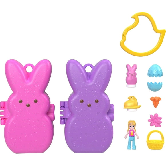 Toy Polly Pocket x Peeps con 6 micromuñecas y 2 sets de juego