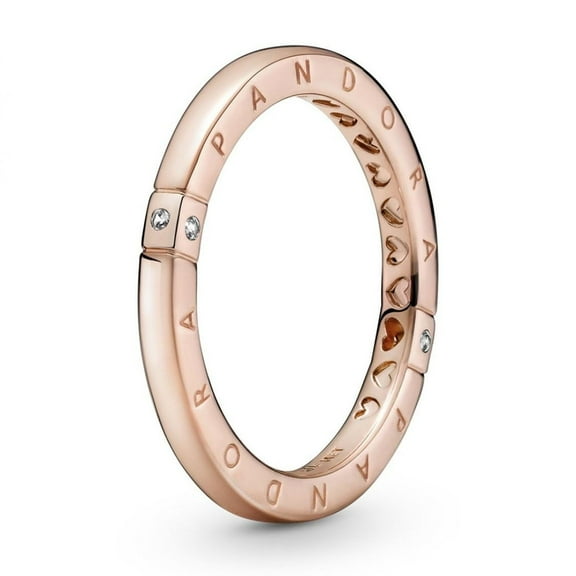 PANDORA Logo & Hearts Ring, Pandora Rose, Size: EUR-54, US-7 - 189482C01-54