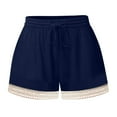 thumbnail image 2 of Stephy Women's Shorts 2025 Summer Casual Cute Ruffle Shorts Comfy Elastic Waist Drawstring Pleated Short, Blue, S, 2 of 6