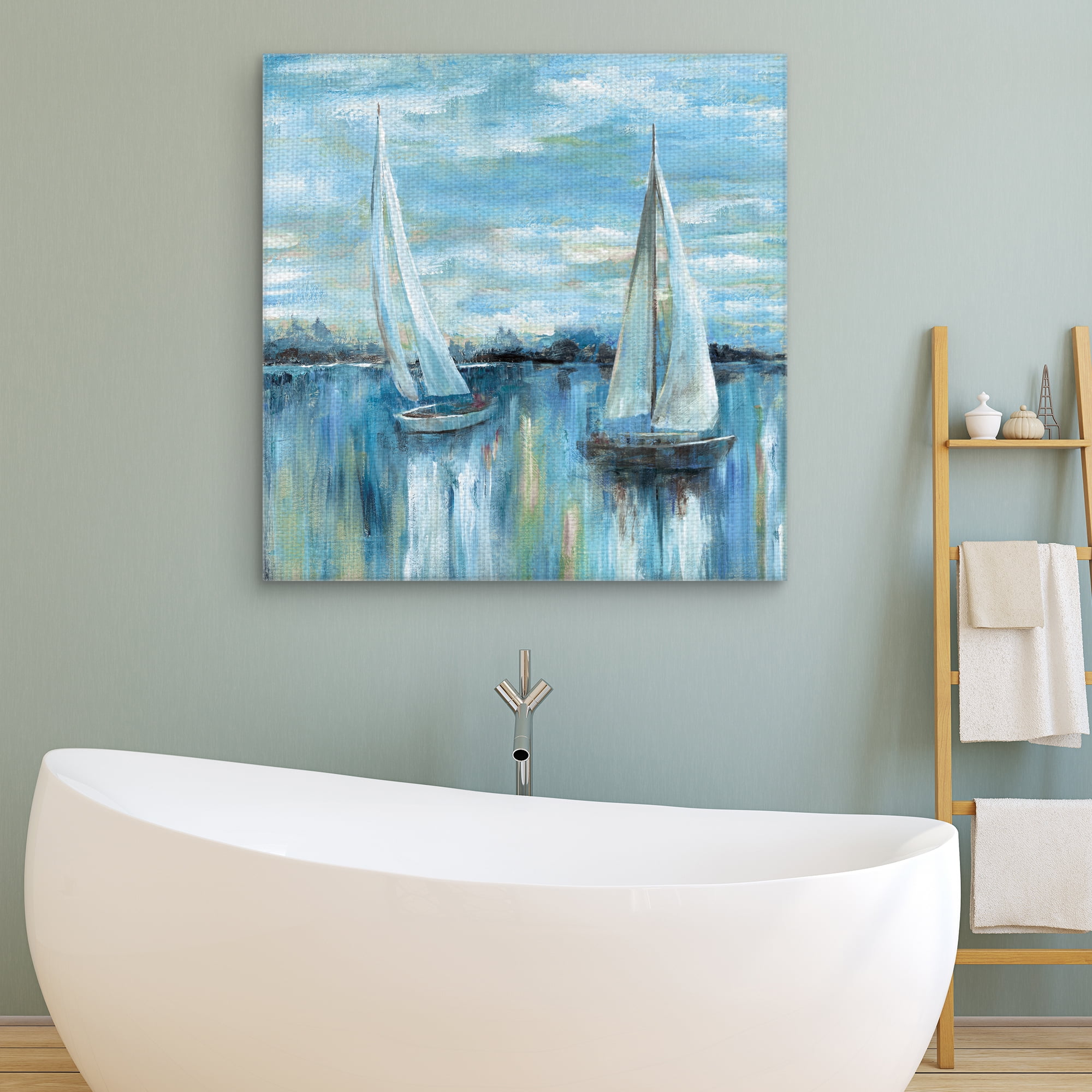 Masterpiece Art Gallery A Boat's Evening on the Bay Square by Nan Canvas Art Print 35" x 35"