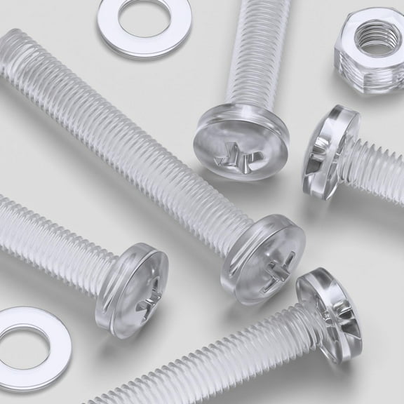 20 x Transparent Clear Plastic Acrylic M8 x 60mm Nuts & Bolts -Acrylic Plastic Screws, (15/64 x 2-23/64 in)