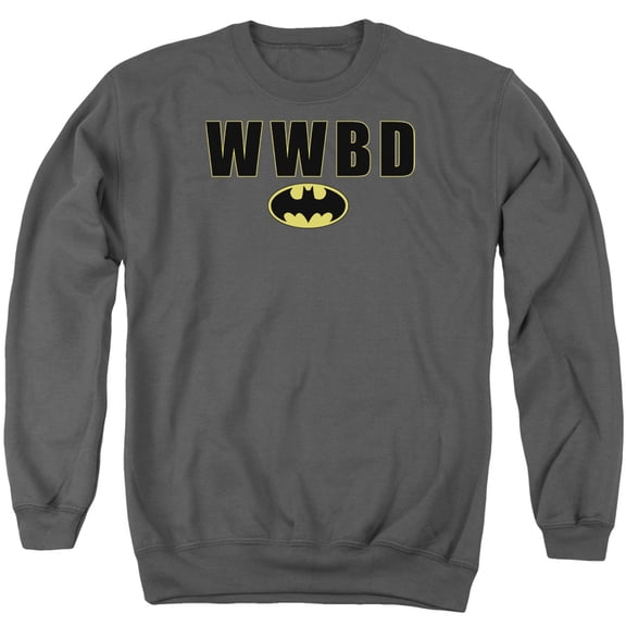 Batman Wwbd Logo Adult Crewneck Sweatshirt Charcoal