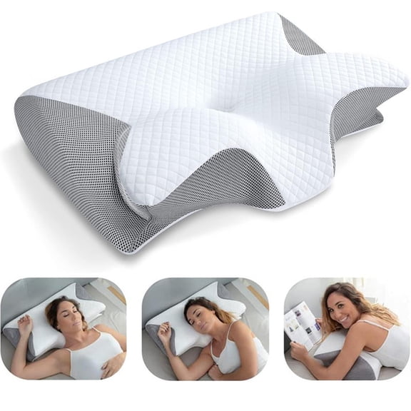 2 in 1 Cervical Memory Foam Pillow for Neck Support – Contour Orthopedic Pillow for Side Back Stomach Sleepers