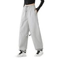 thumbnail image 5 of Cargo Sweatpants, Audhol Women's New Loose Wide Leg Hot Solid Color High Waist Versatile Pants Sweatpants Women Light Ashy 2XL, 5 of 8