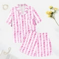 thumbnail image 7 of Womens&nbsp;Pajamas Set Button Lapel Beach Casual Short Sleeve And Shorts Womens Sleepwear,Pink,XL, 7 of 7