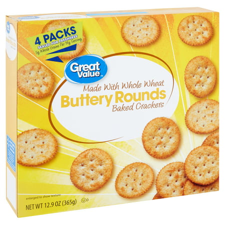 Great Value Buttery Whole Wheat Snack Crackers, 12.9